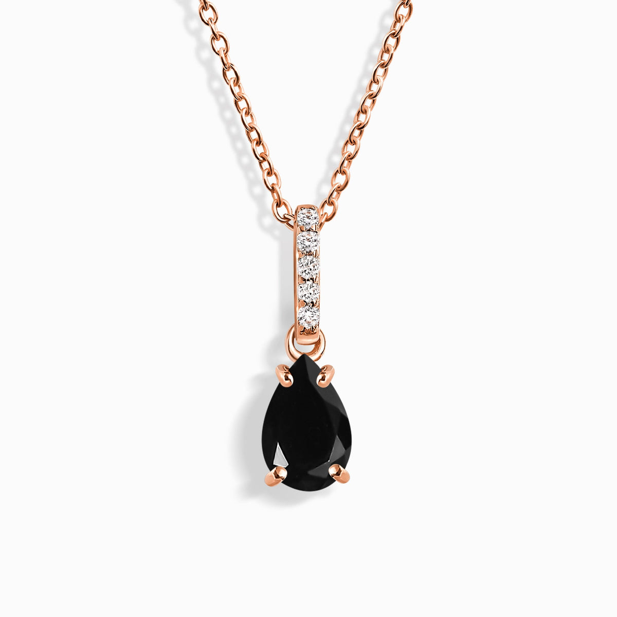 Fine Black Onyx Lab Diamond Necklace Sway - December Birthstone
