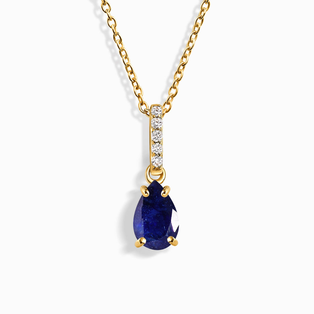 Fine Blue Sapphire Lab Diamond Necklace Sway - September Birthstone