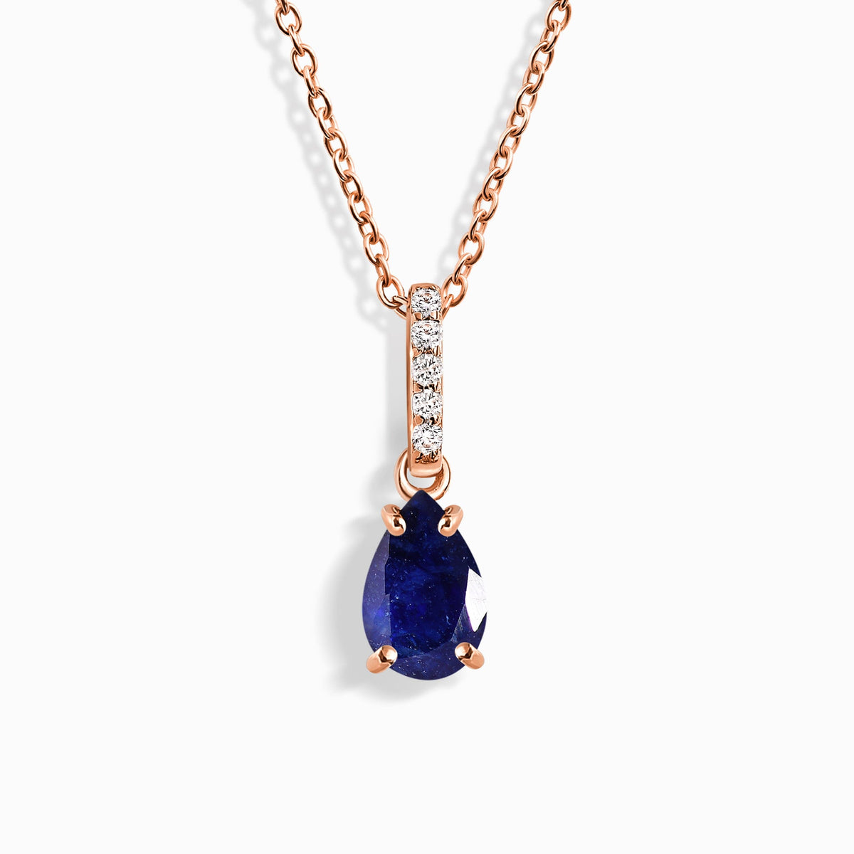 Fine Blue Sapphire Lab Diamond Necklace Sway - September Birthstone