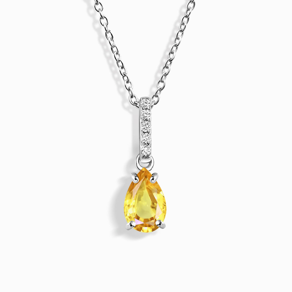 Fine Citrine Lab Diamond Necklace Sway - November Birthstone