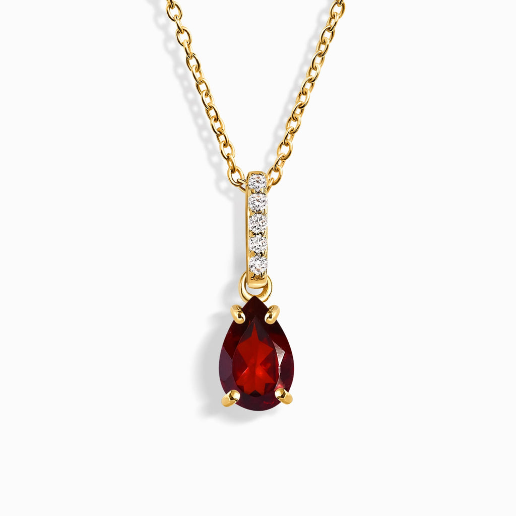 Fine Garnet Lab Diamond Necklace Sway - January Birthstone