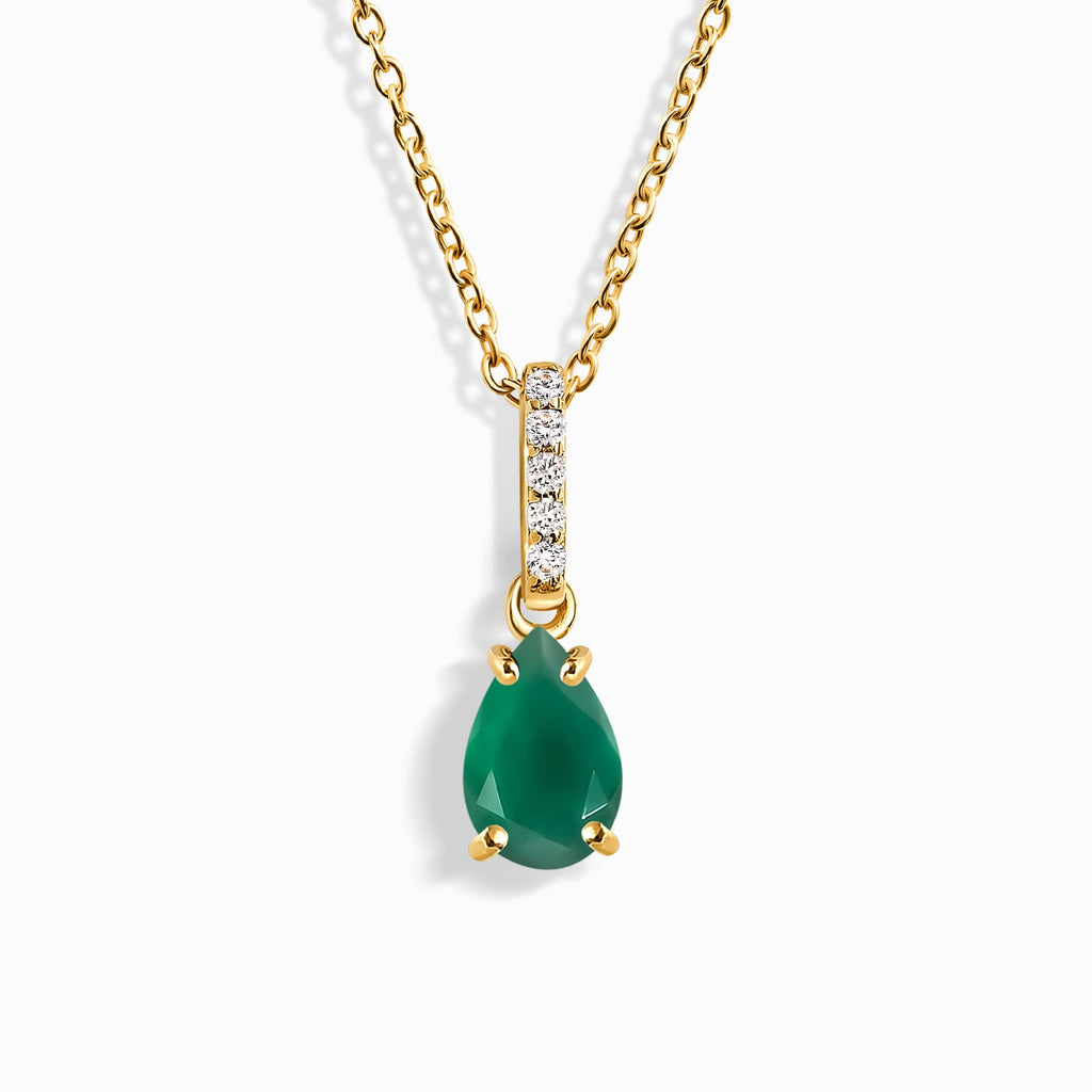 Fine Green Onyx Lab Diamond Necklace Sway - May Birthstone