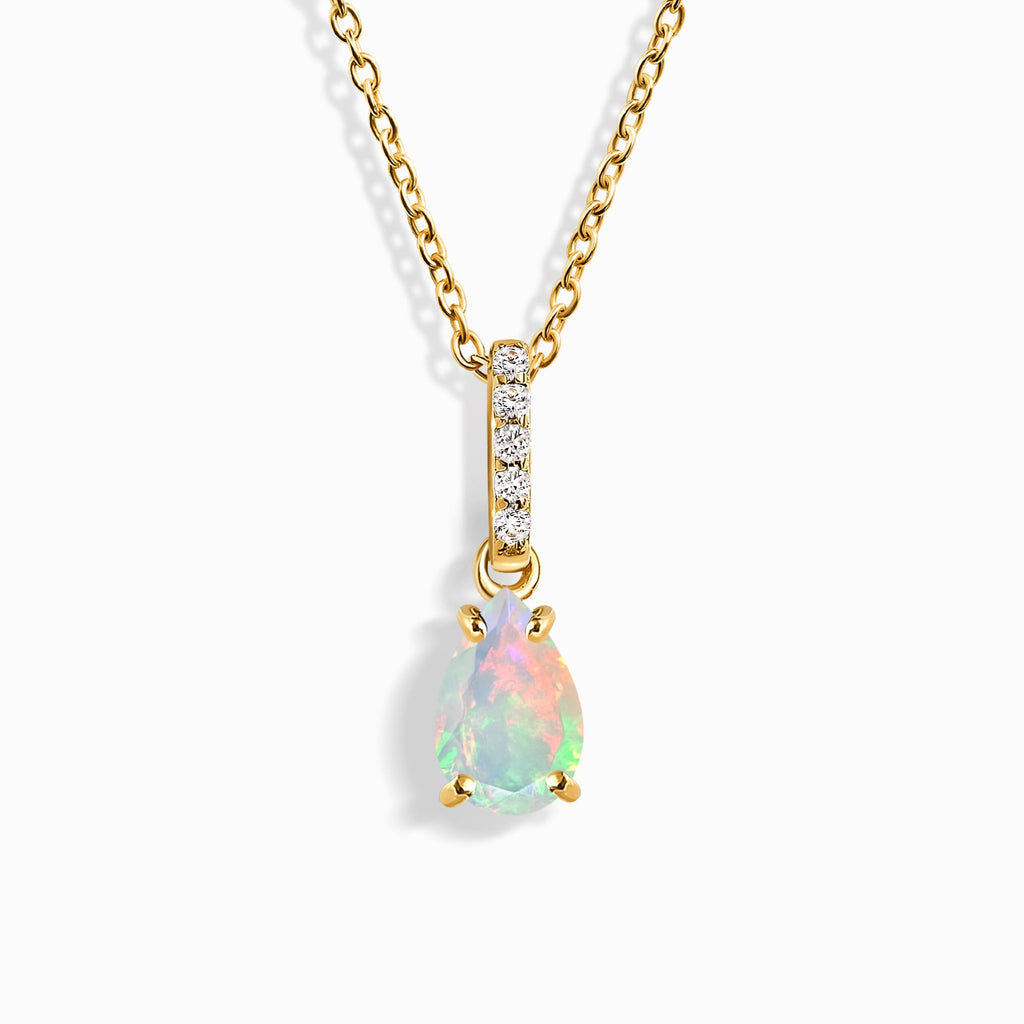 Fine Opal Lab Diamond Necklace Sway - October Birthstone