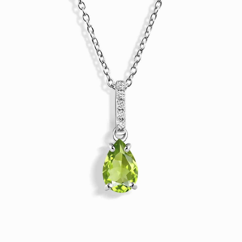 Fine Peridot Lab Diamond Necklace Sway - August Birthstone