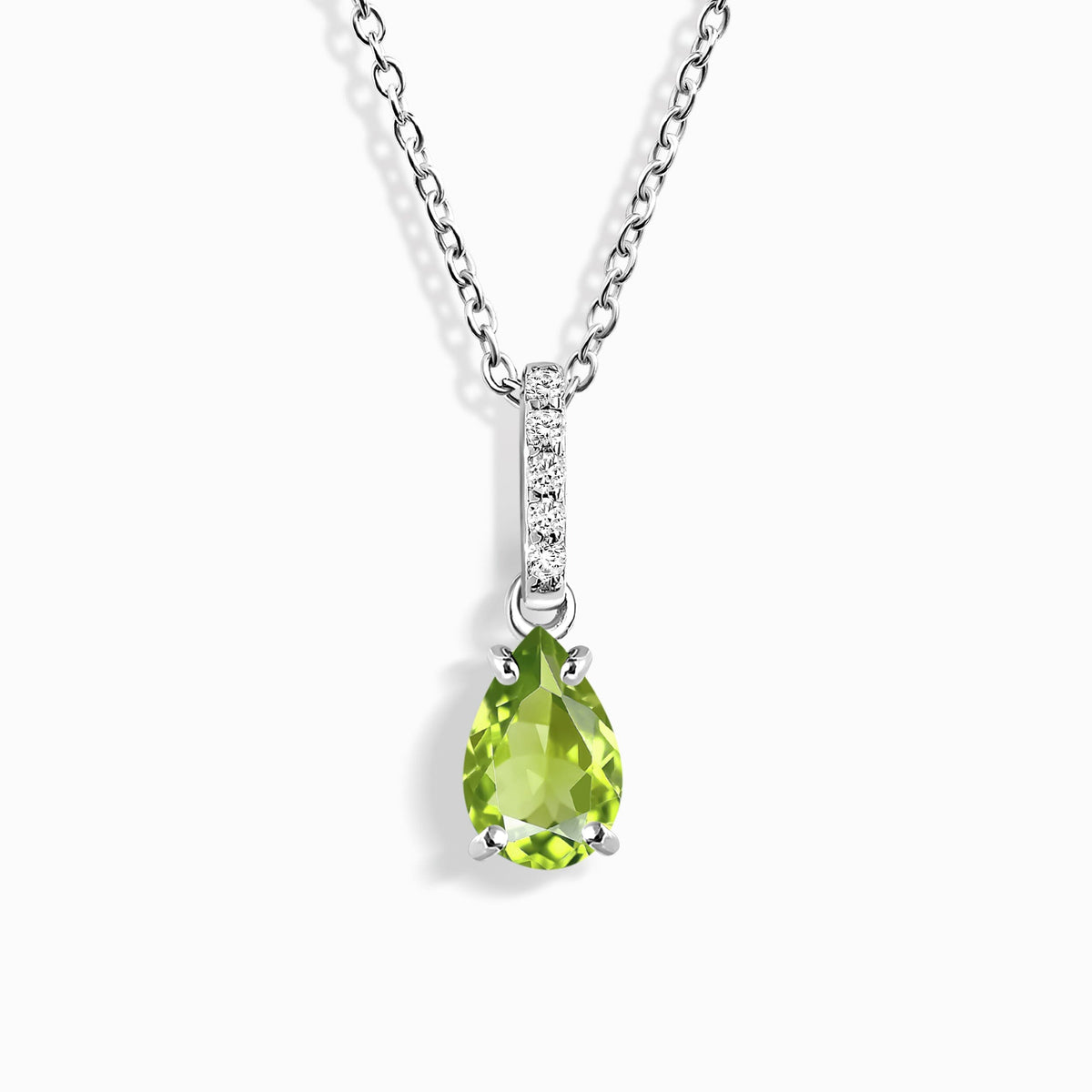 Fine Peridot Lab Diamond Necklace Sway - August Birthstone