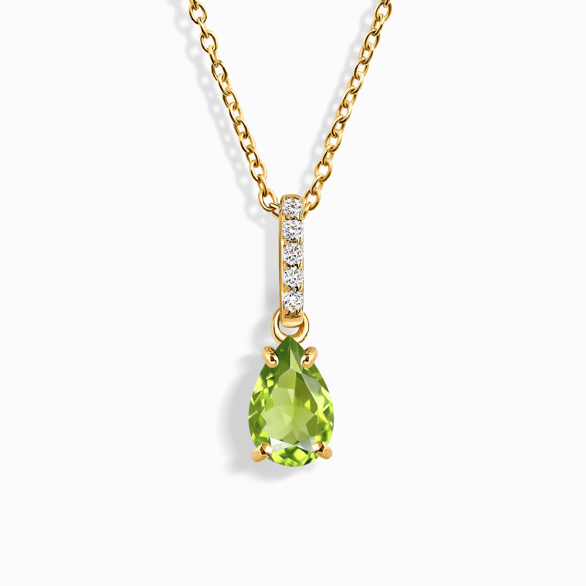 Fine Peridot Lab Diamond Necklace Sway - August Birthstone