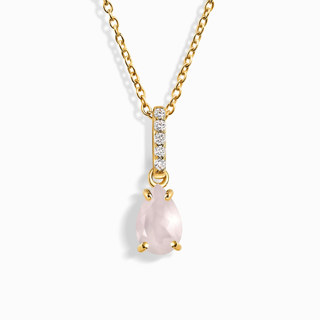 Fine Rose Quartz Lab Diamond Necklace - Sway