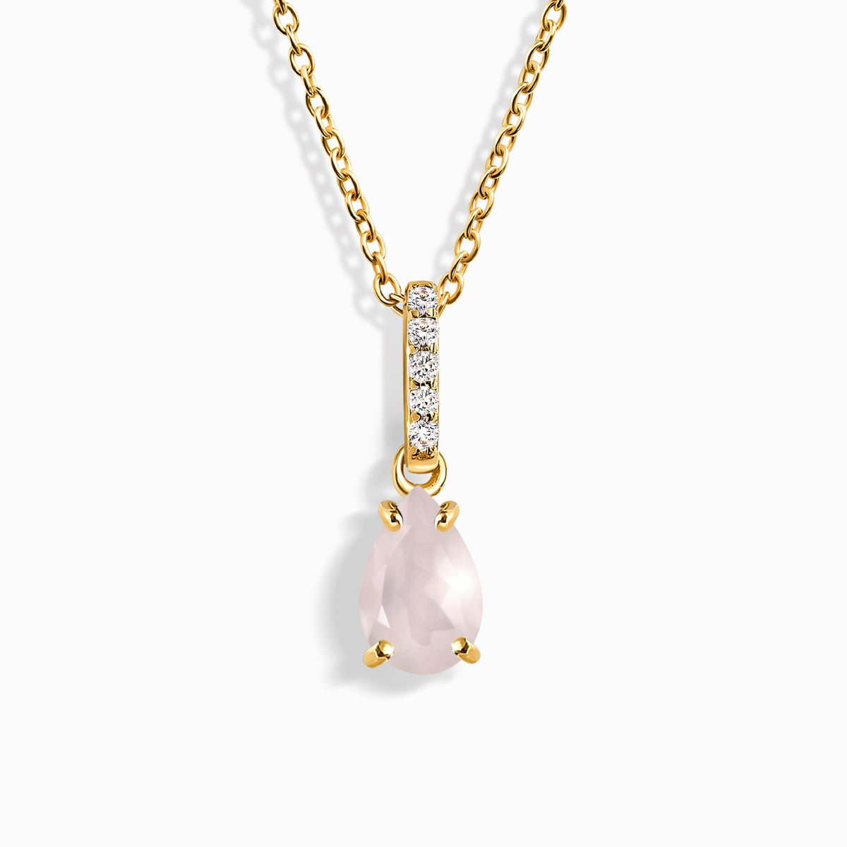 Fine Rose Quartz Lab Diamond Necklace - Sway