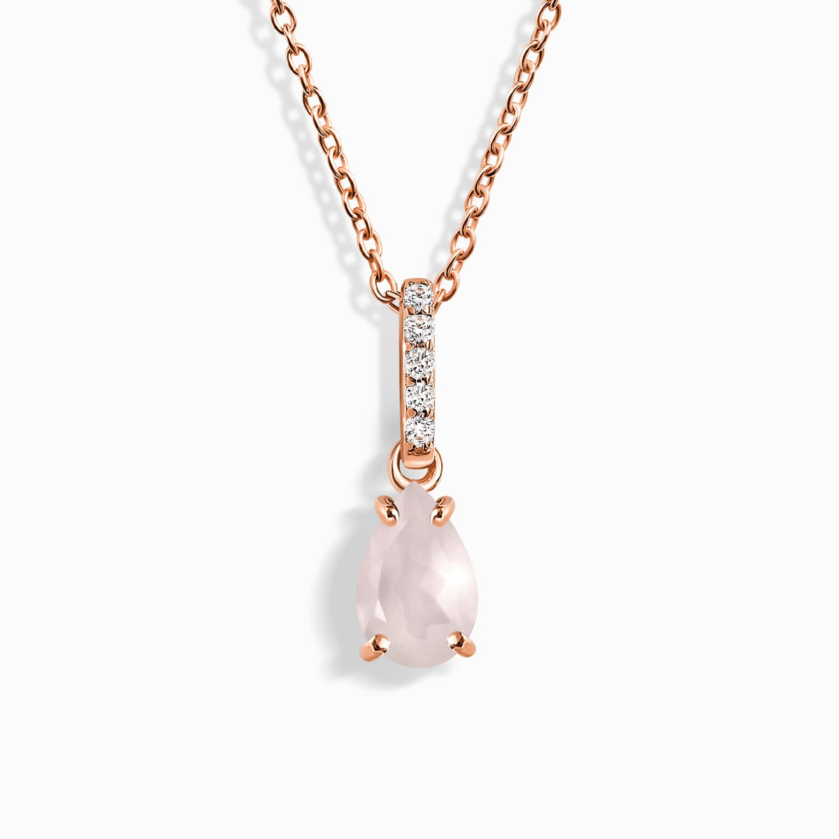 Fine Rose Quartz Lab Diamond Necklace - Sway