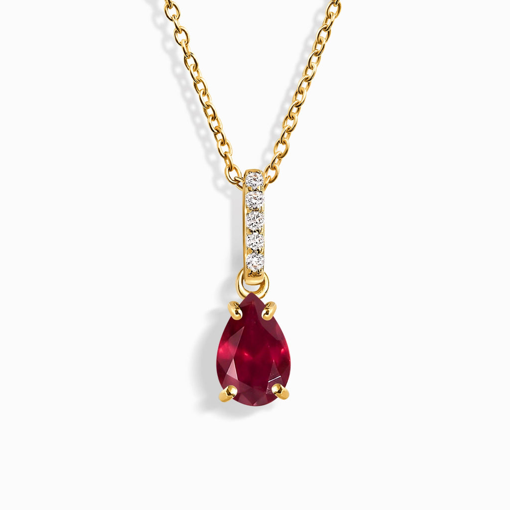 Fine Ruby Lab Diamond Necklace Sway - July Birthstone