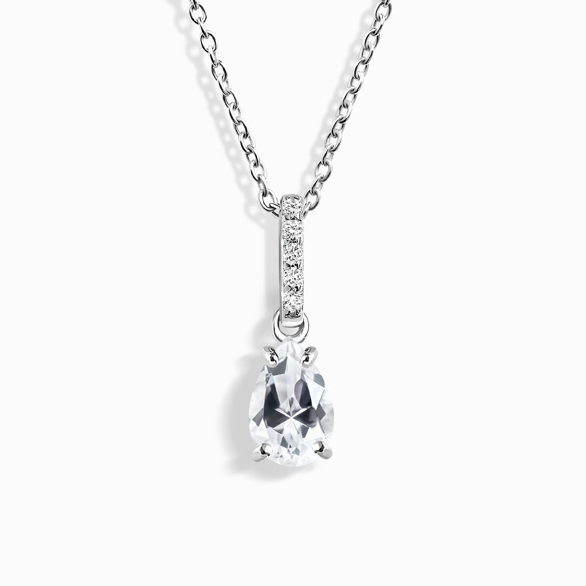 White Topaz Necklace Sway - April Birthstone