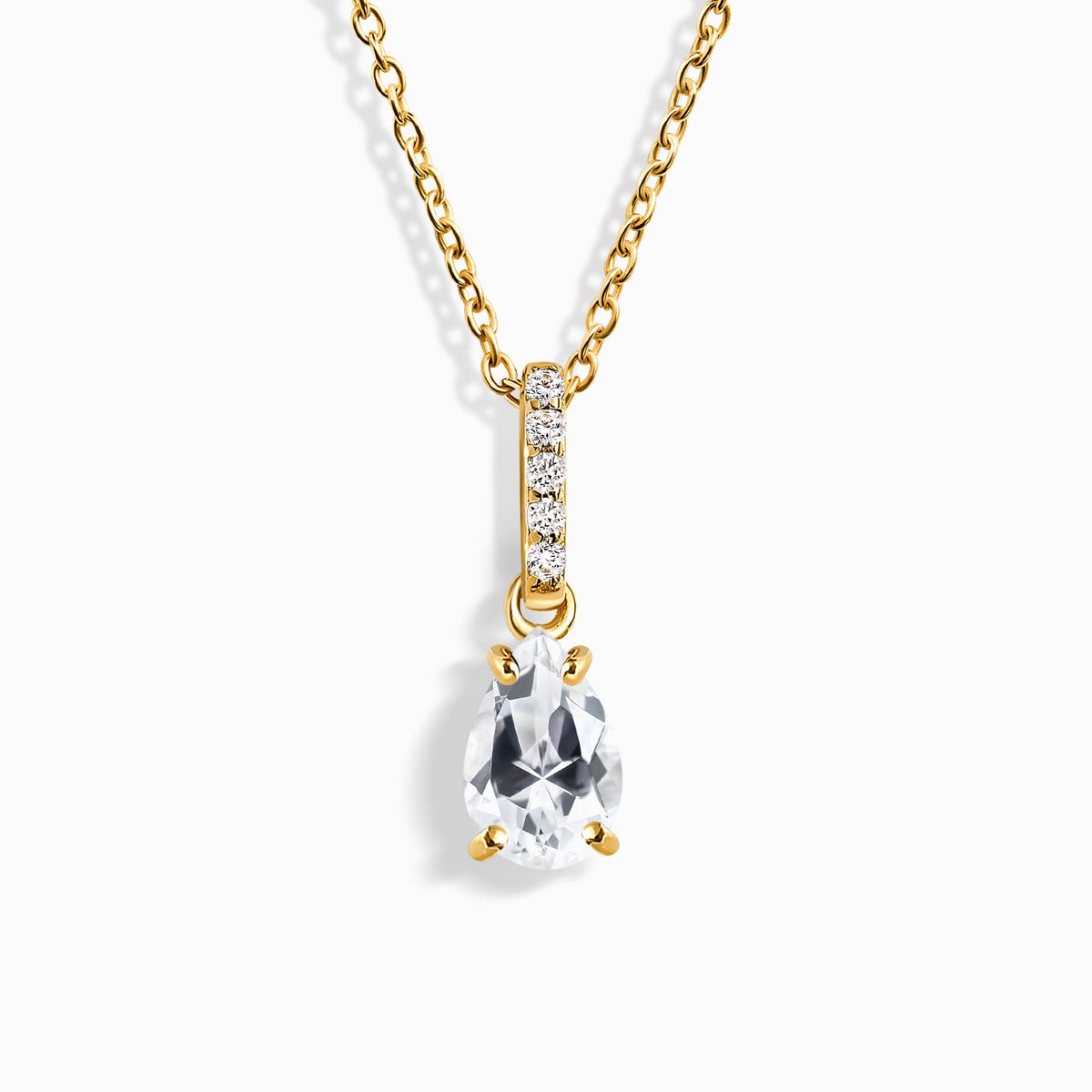 Fine White Topaz Lab Diamond Necklace Sway - April Birthstone