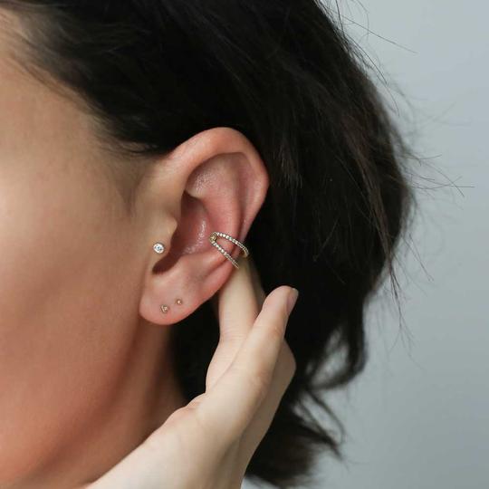 Trinity Threaded Flat Back Earring in 14k Gold