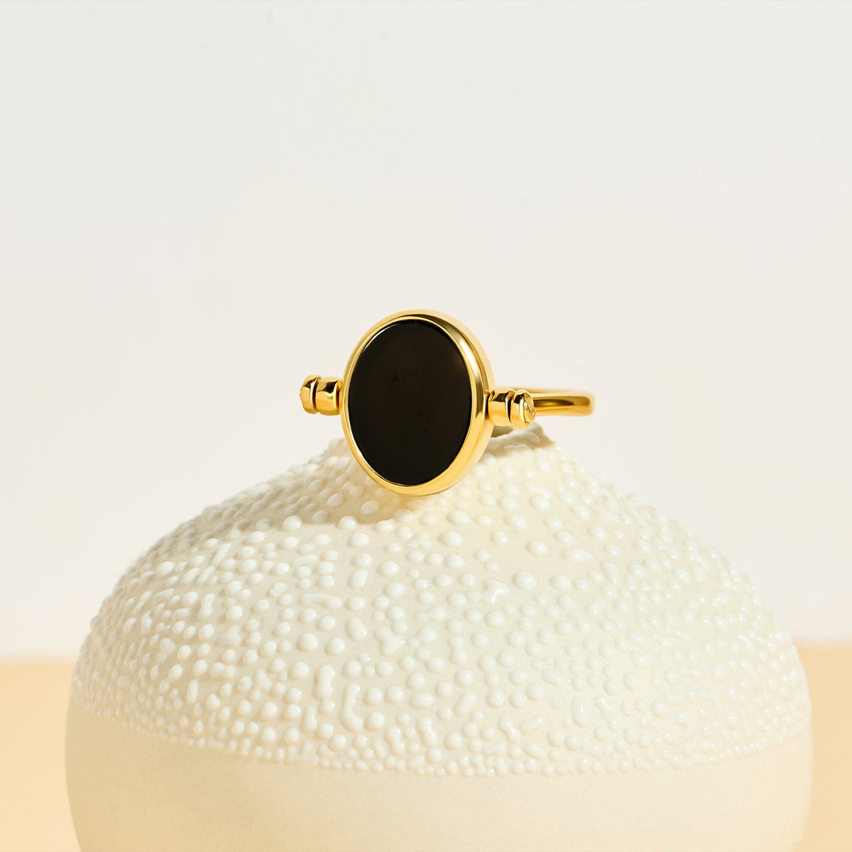 Black Onyx Mother of Pearl Fidget Ring - Spinning Enfolded