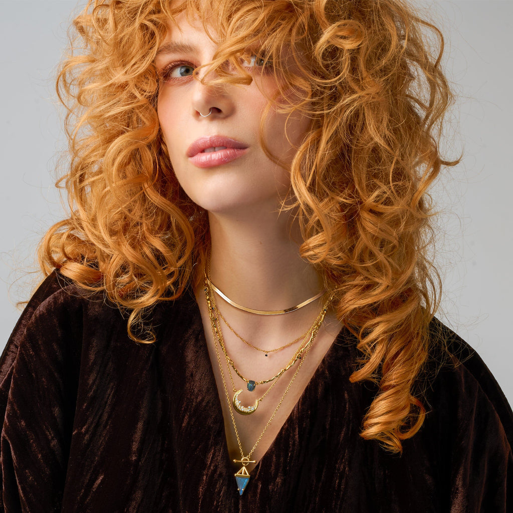 Labradorite Flowing Necklace & Herringbone Chain