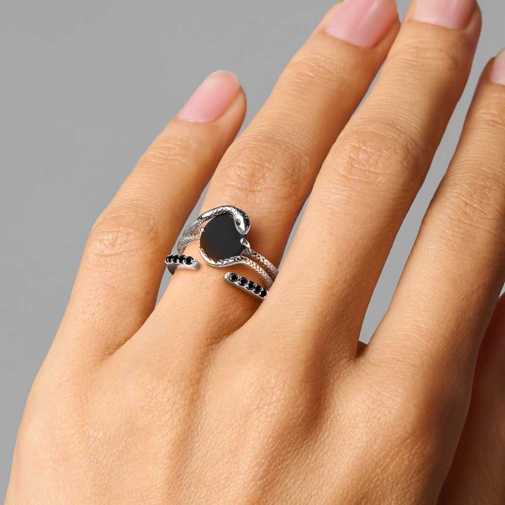 Black Onyx Serpent & Twinkling Rings
