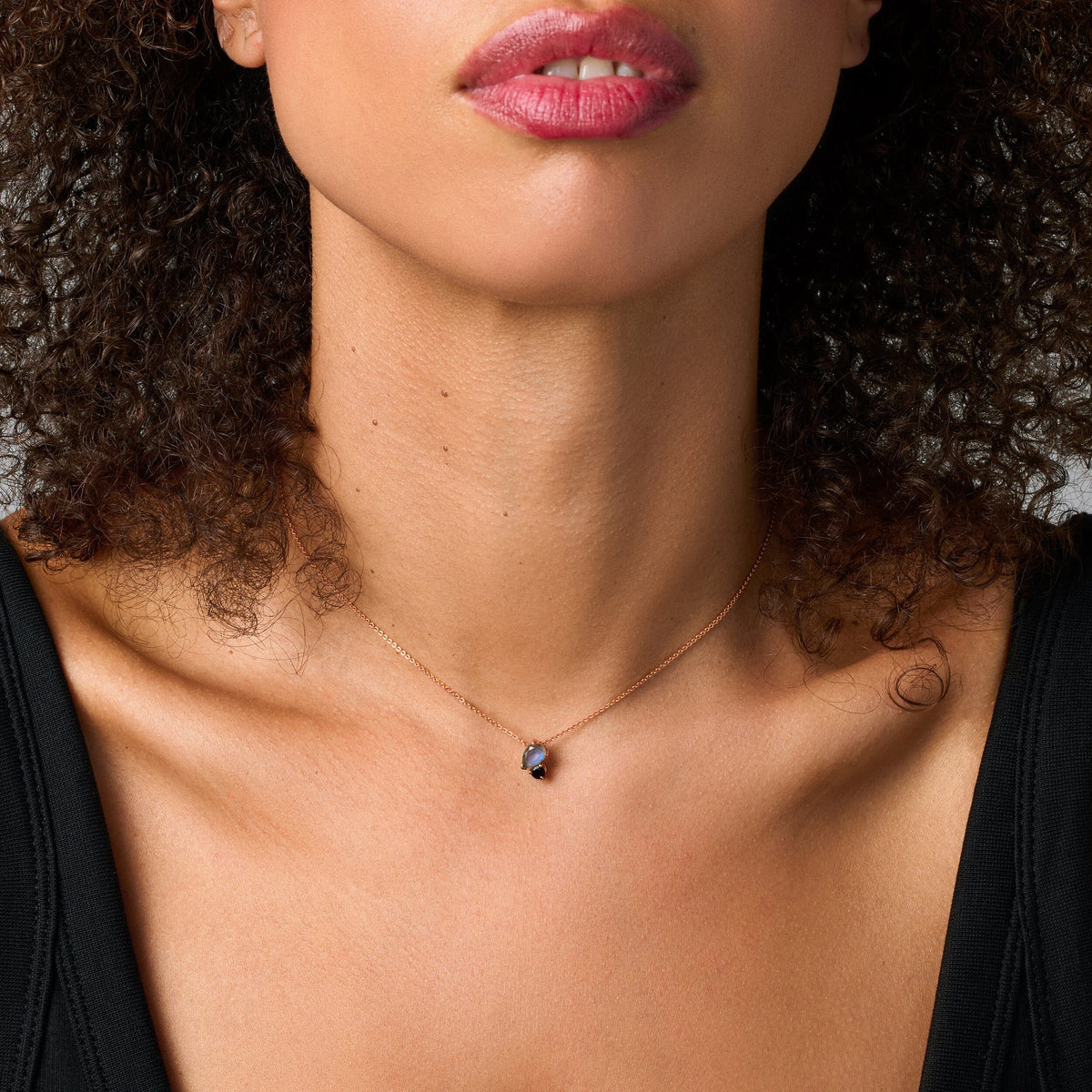 Labradorite & Black Obsidian - Toi Et Moi Necklace