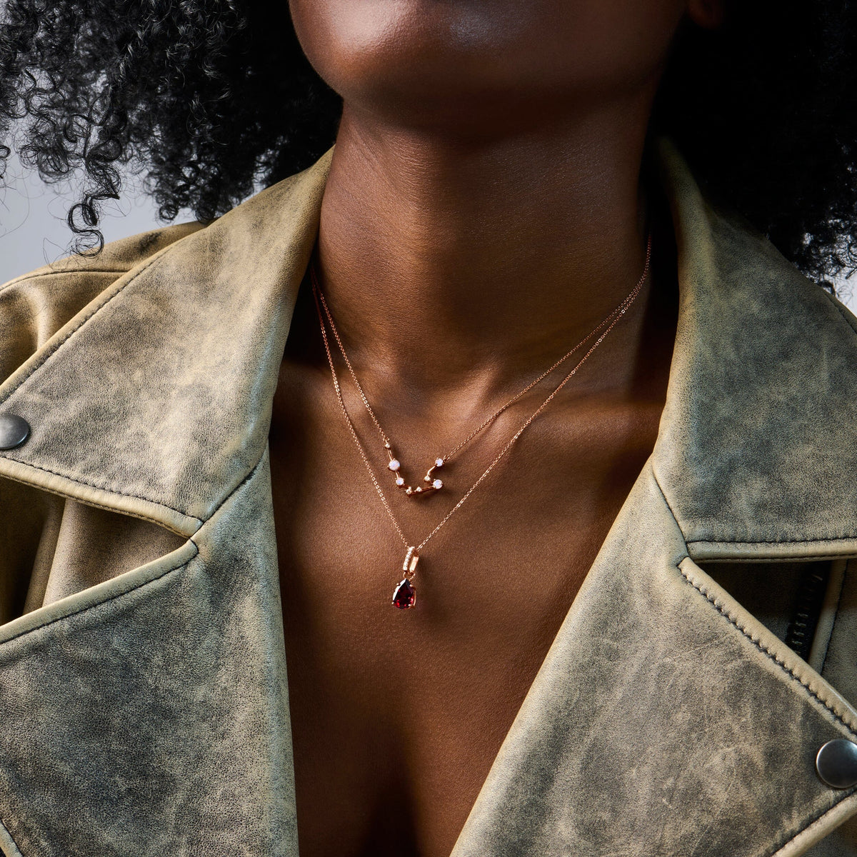 Fine Moonstone Lab Diamond Necklace - Aquarius Zodiac Constellation