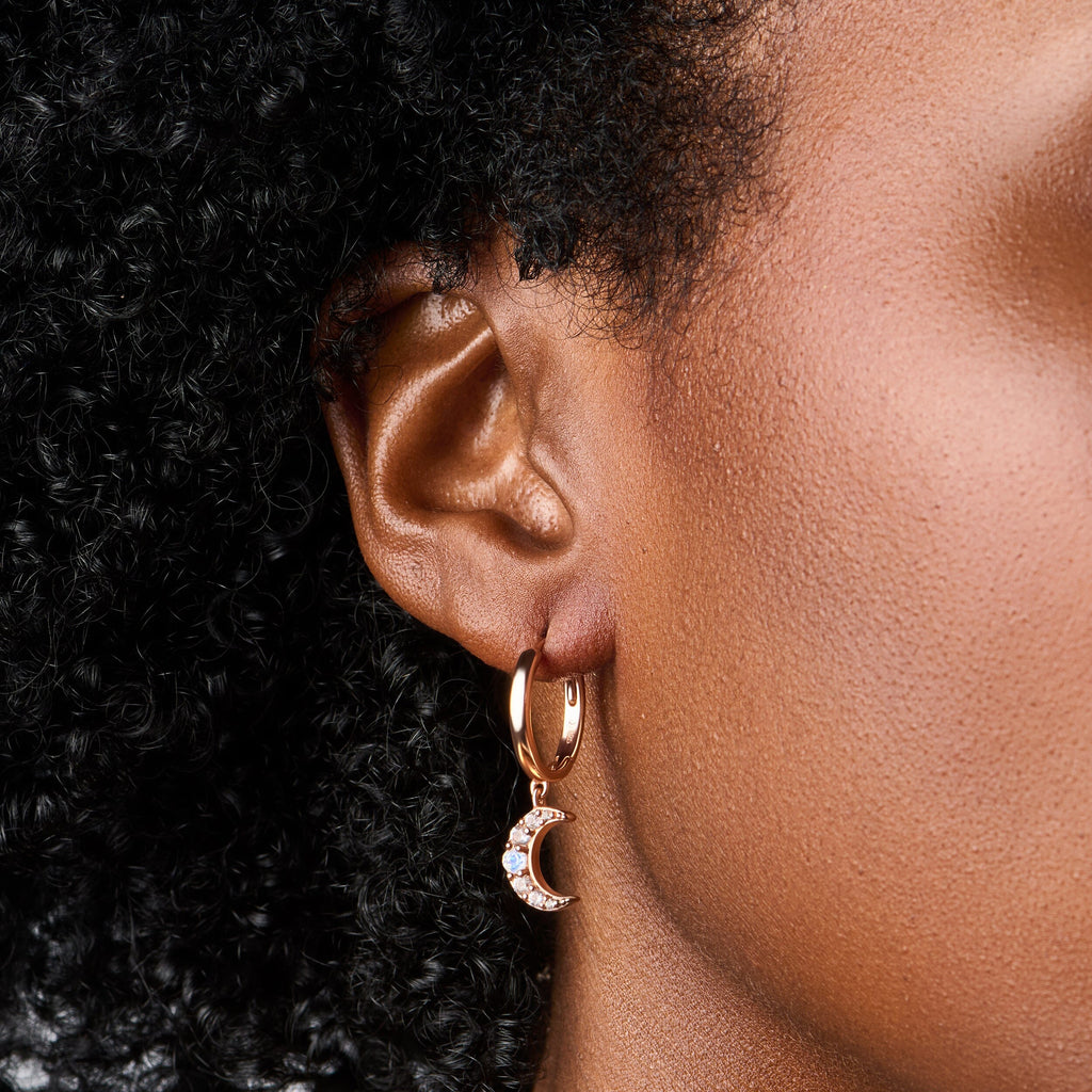 Moonstone Earrings - Celestial Being Hoops