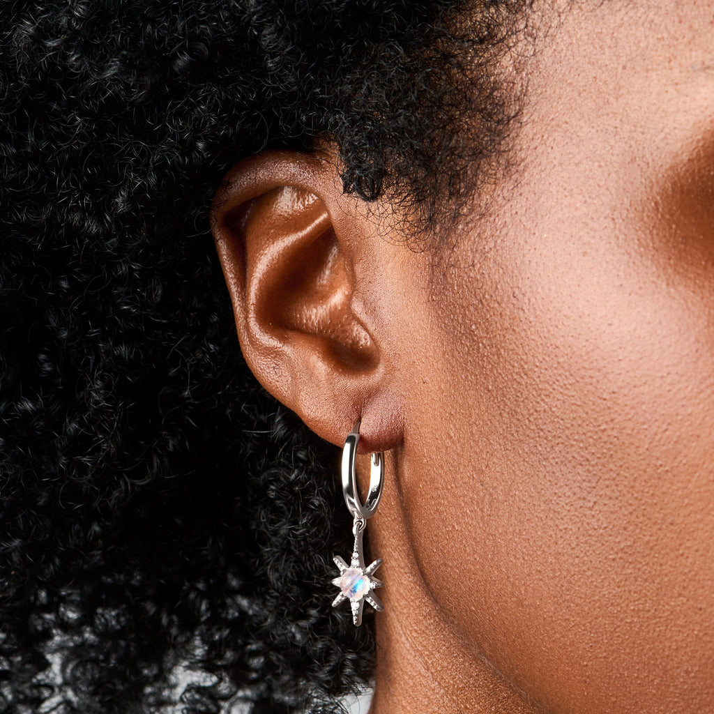 Moonstone Earrings - Celestial Being Hoops