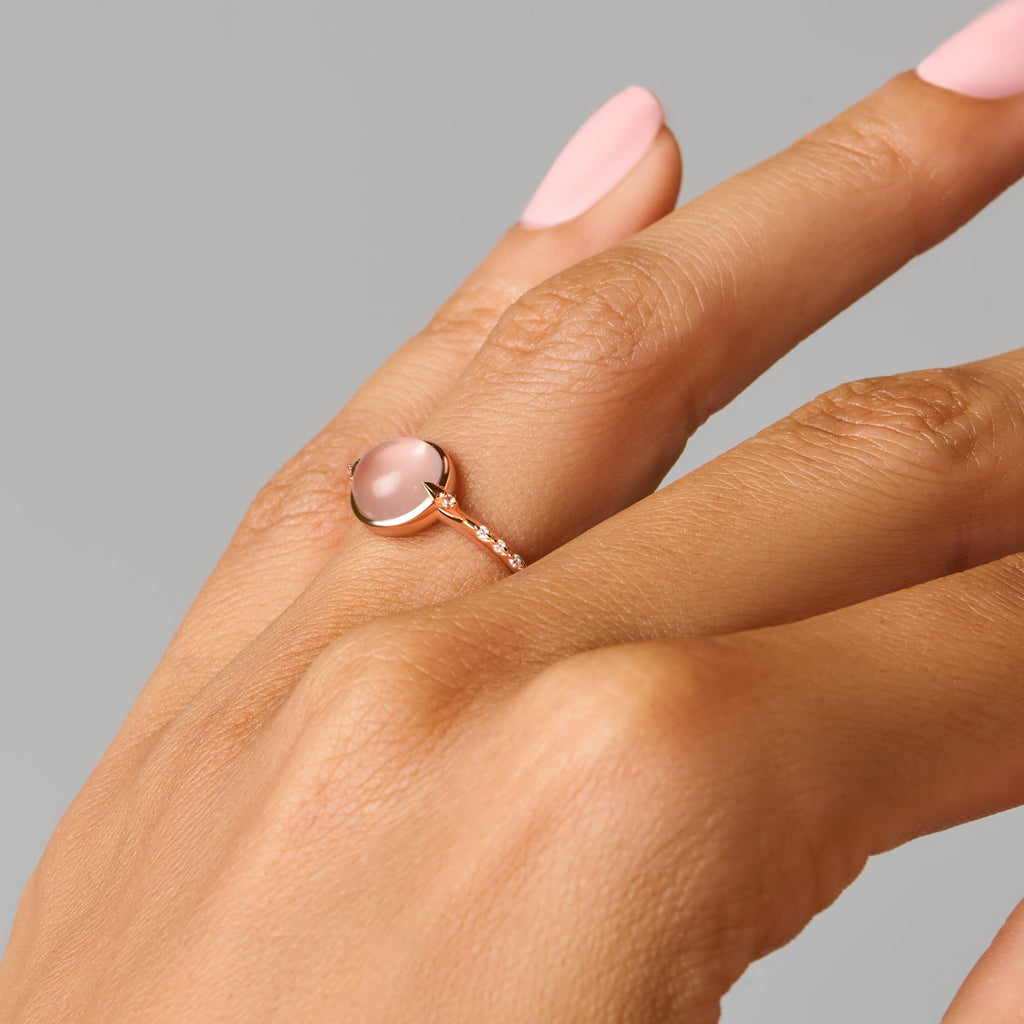 Rose Quartz Energy Ring - Self-Love Engraved