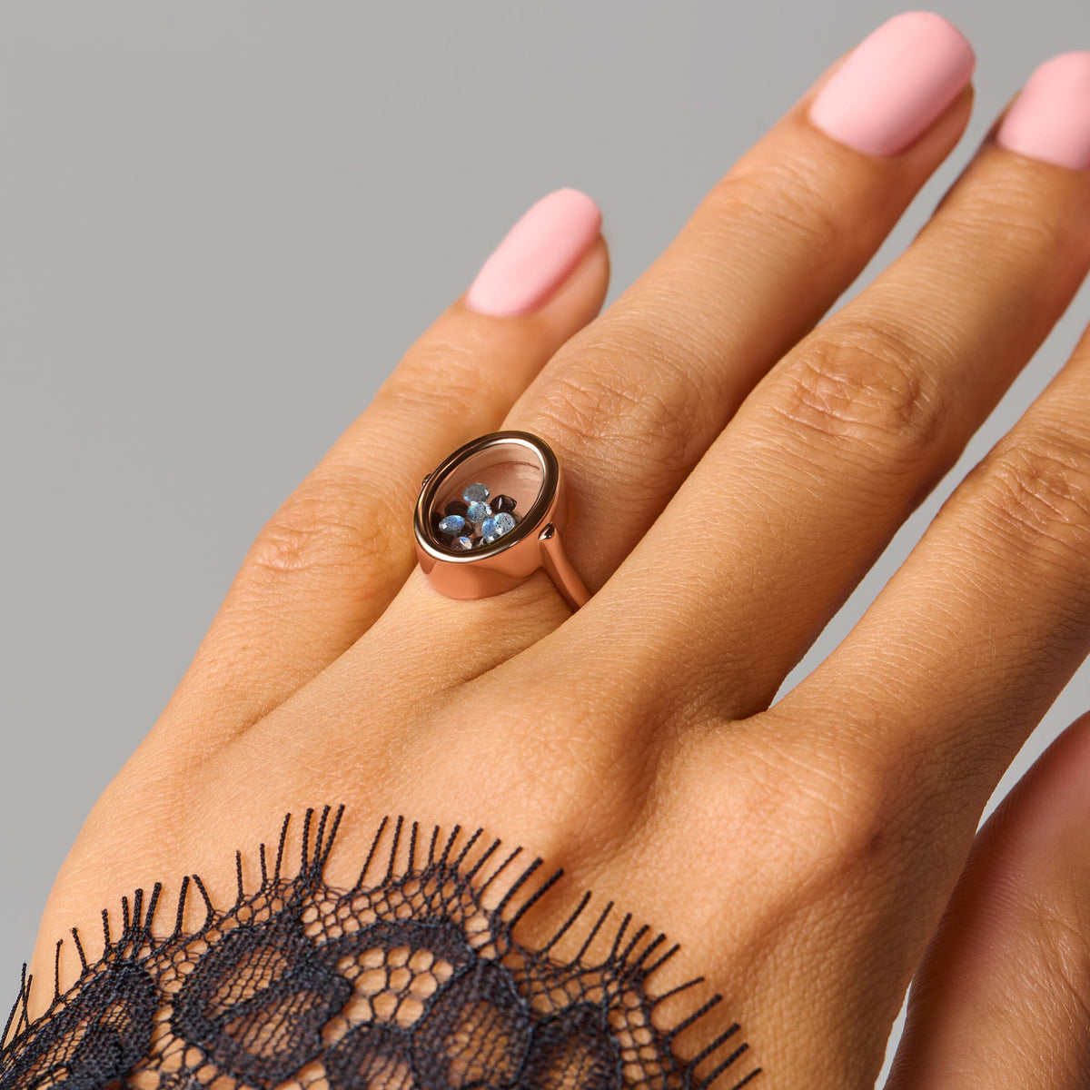 Black Obsidian Labradorite Ring - Halo of Calm