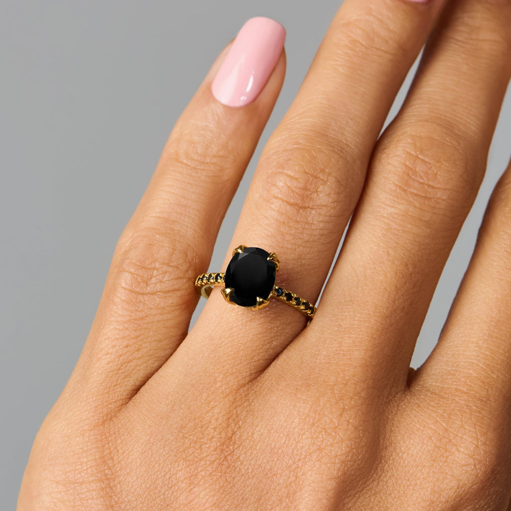 Black Obsidian Black Spinel Ring - Harlow