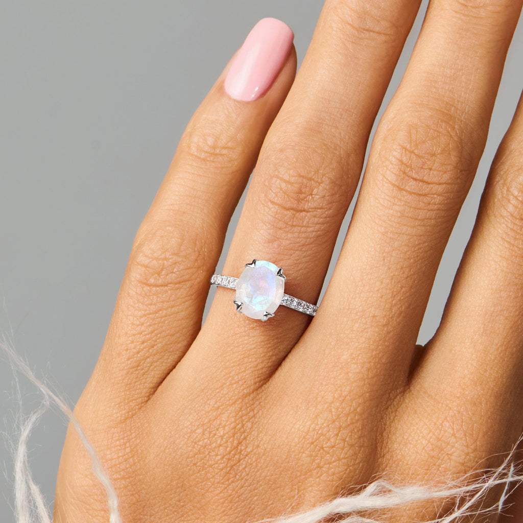 Fine Moonstone Lab Diamond Ring - Harlow