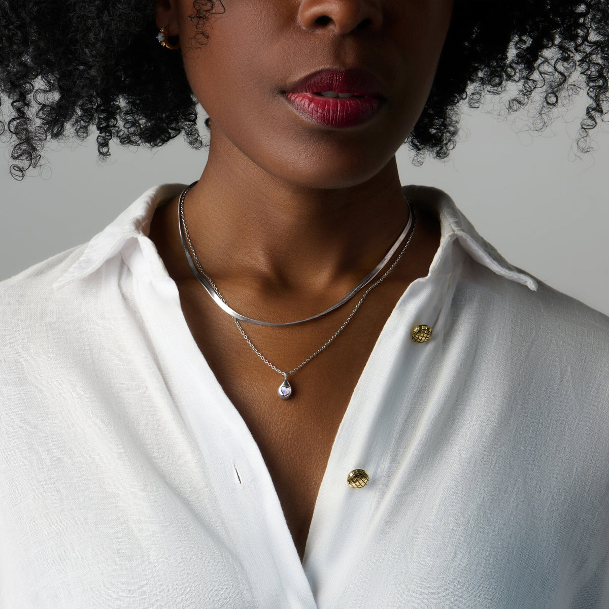 Moonstone Hidden Heart Necklace & Herringbone Chain