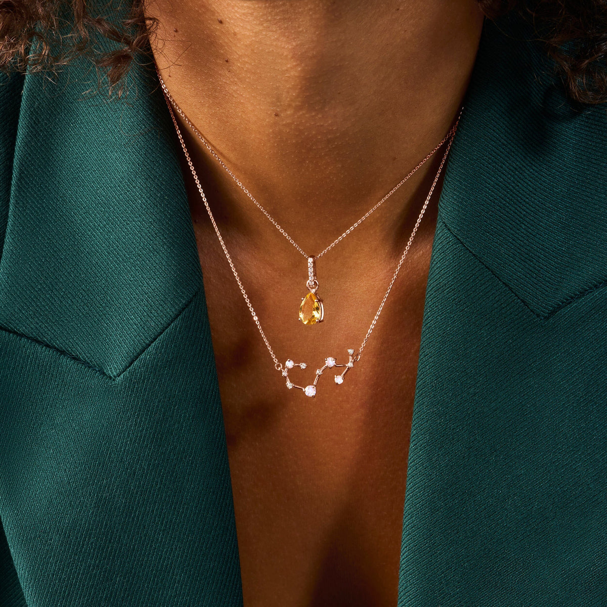 Fine Moonstone Lab Diamond Necklace - Scorpio Zodiac Constellation