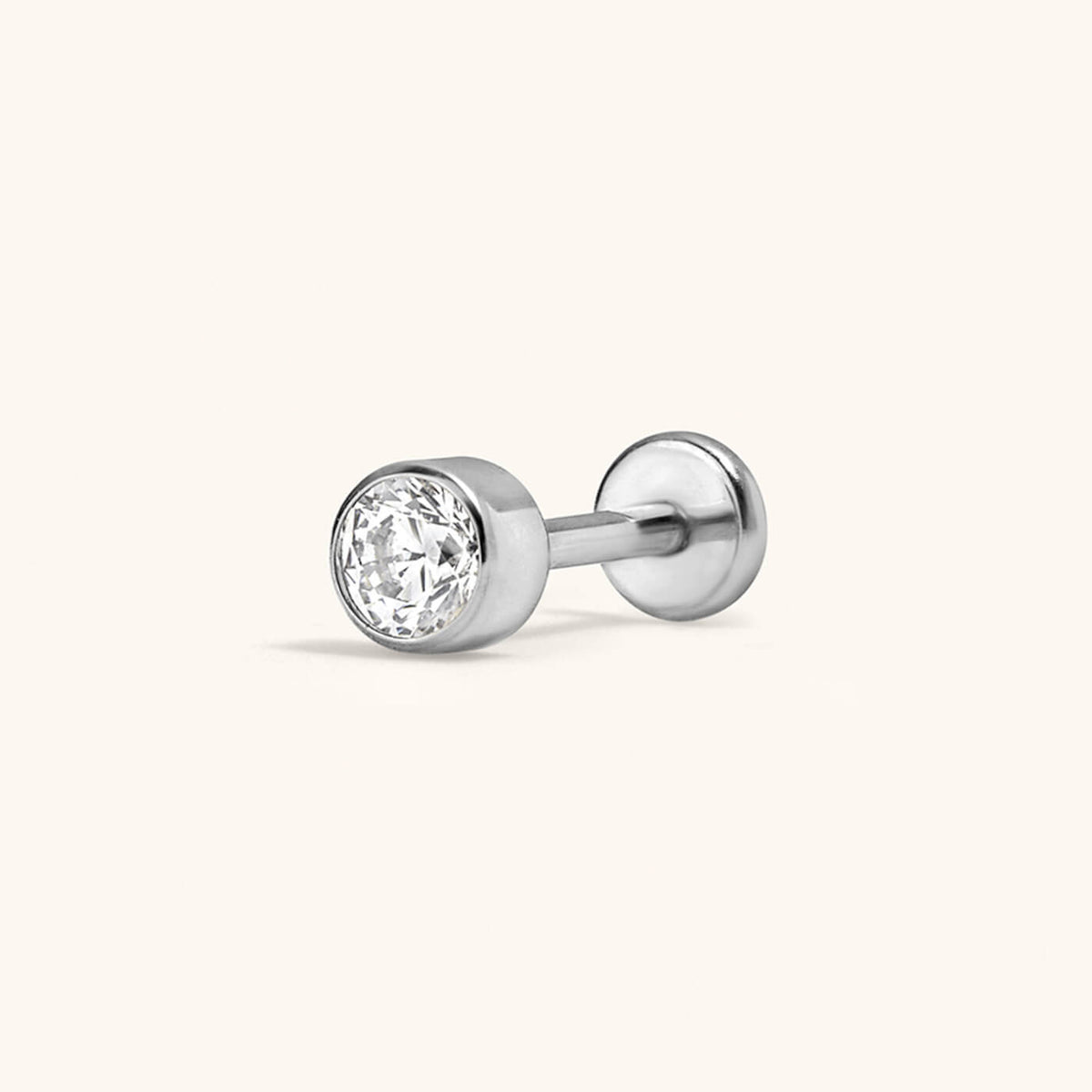 Celestial Crystal Bezel Solitaire Push Pin Flat Back Earring
