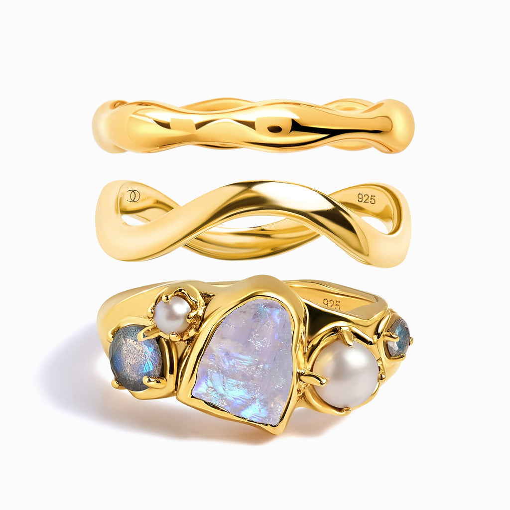Moonstone Heirloom & Magma & Waves Rings