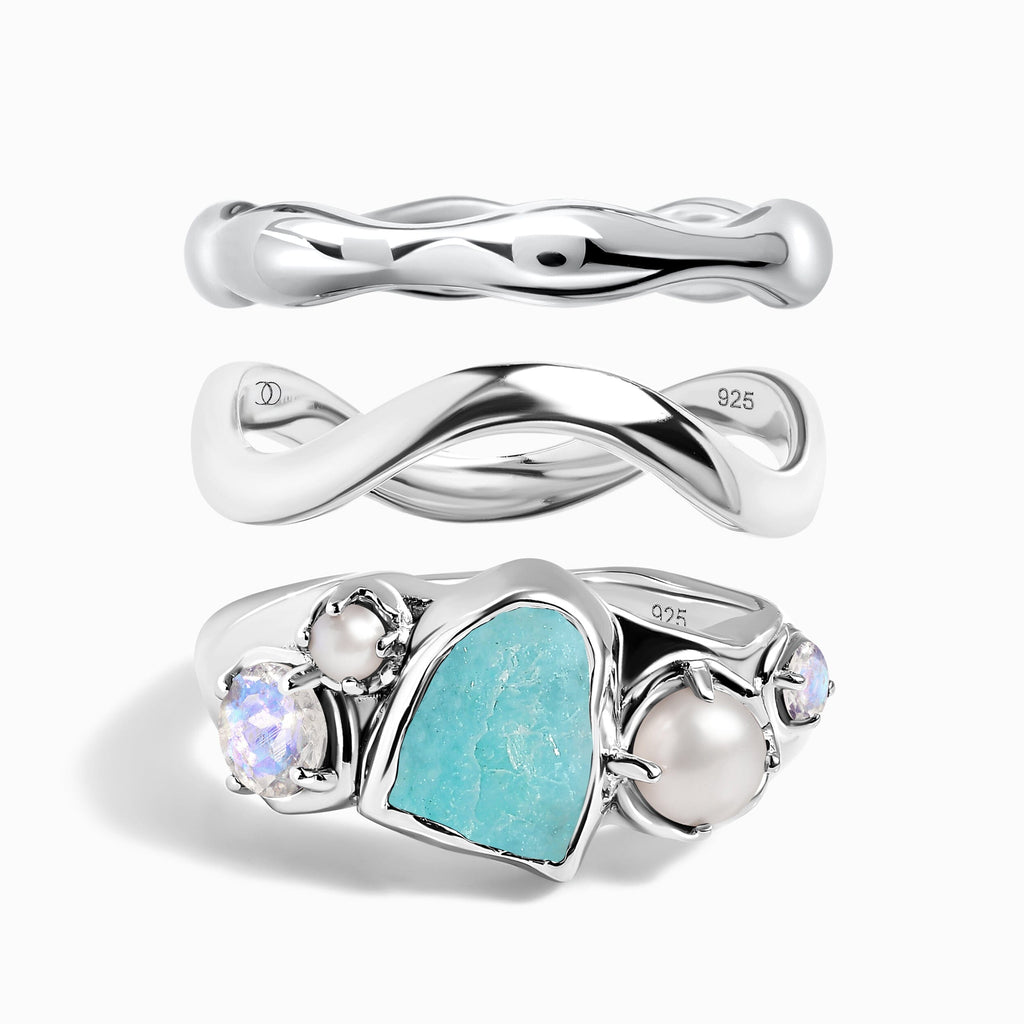 Amazonite Heirloom & Magma & Waves Rings