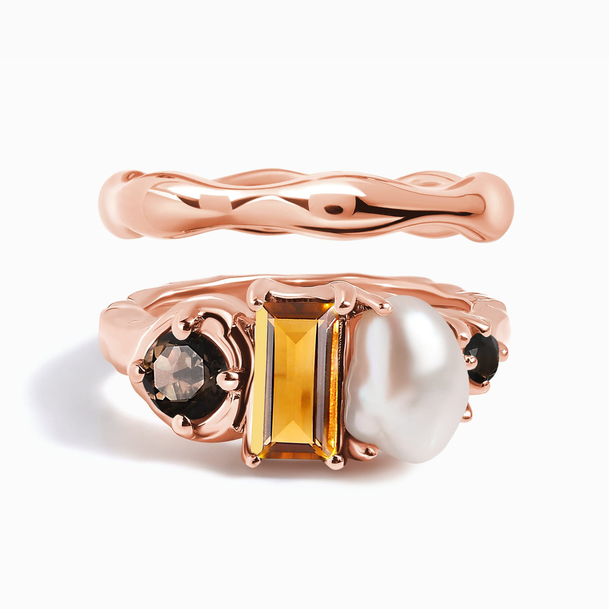 Citrine Pearl Treasure & Magma Ring