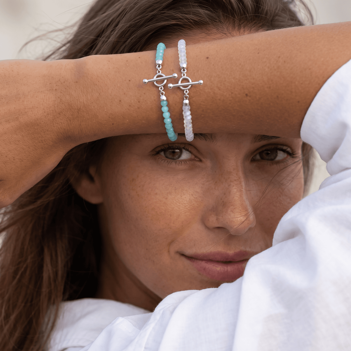 Moonstone & Amazonite Bracelet Stack - Abundance