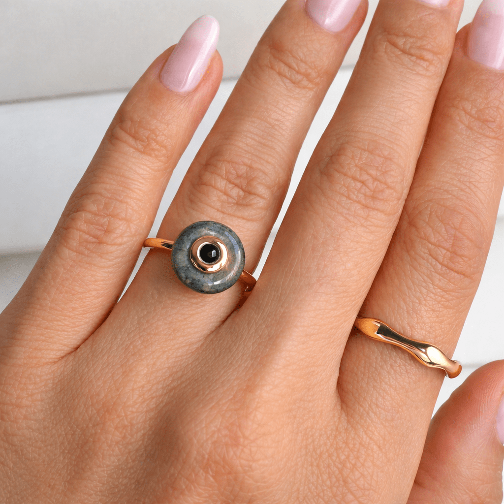 Labradorite Black Spinel Fidget Ring - Ora