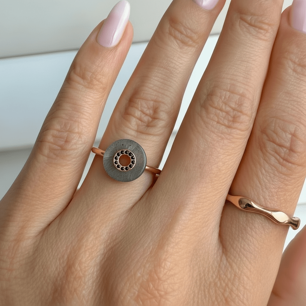 Labradorite Black Spinel Fidget Ring - Liora