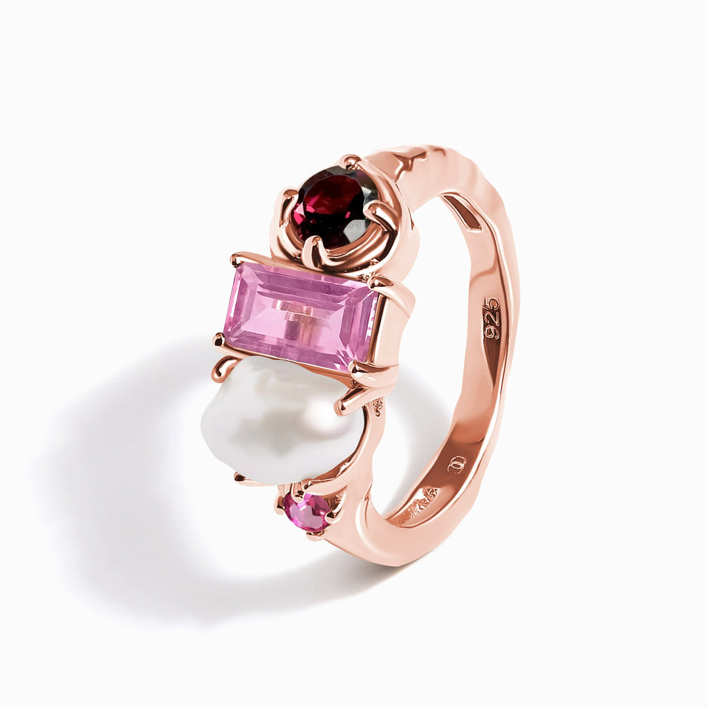 Rhodolite Garnet Treasure Ring & Waves Band