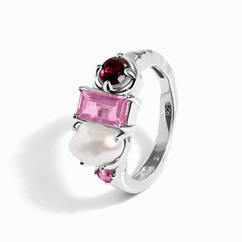 Rhodolite Garnet Pearl Ring - Treasure