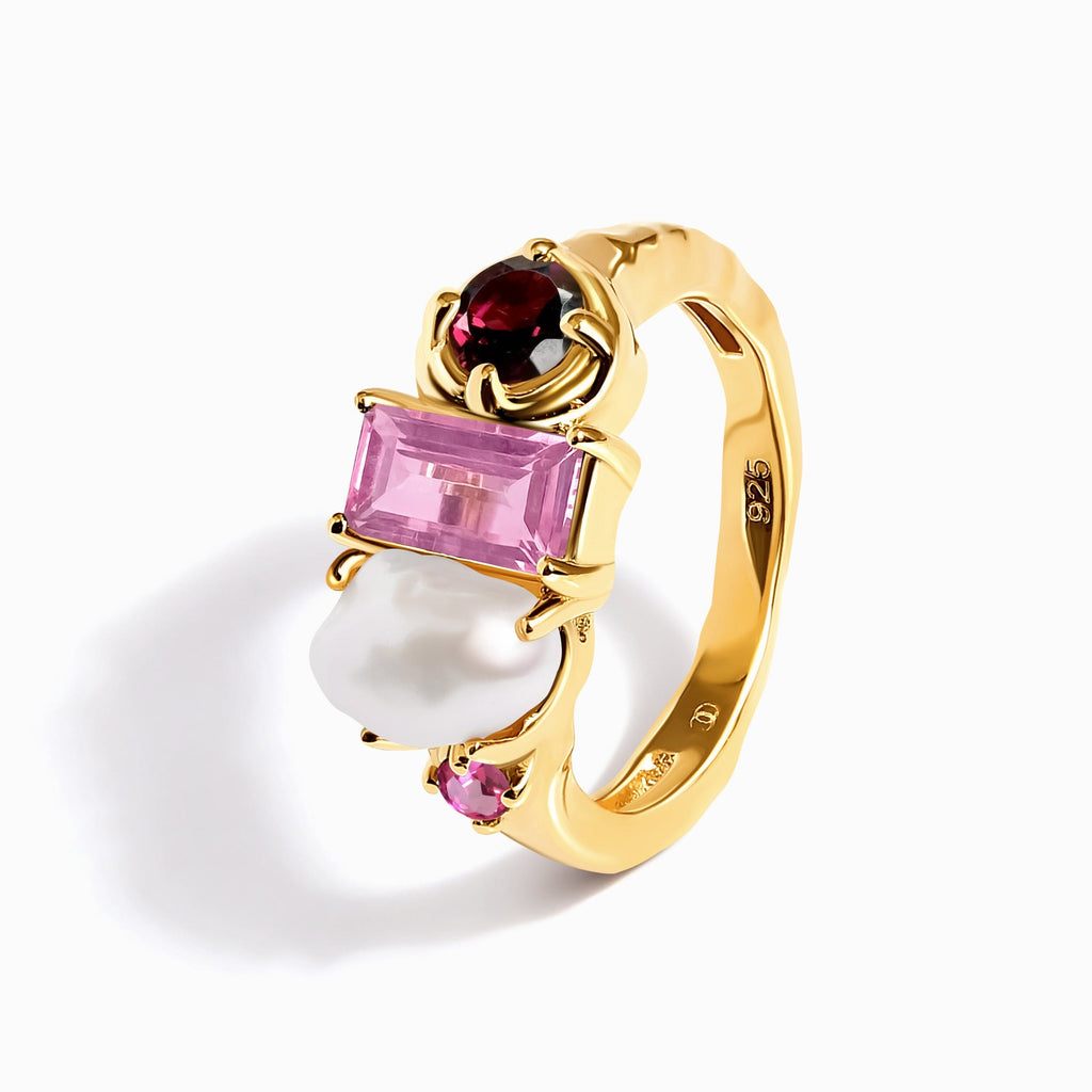 Rhodolite Garnet Treasure Ring & Waves Band