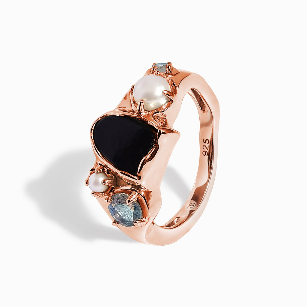 Black Obsidian Pearl Ring - Heirloom