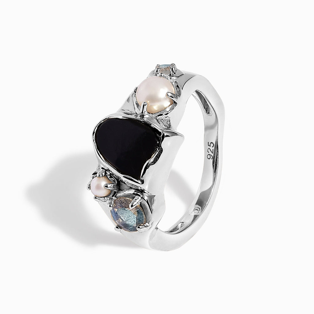 Black Obsidian Pearl Ring - Heirloom