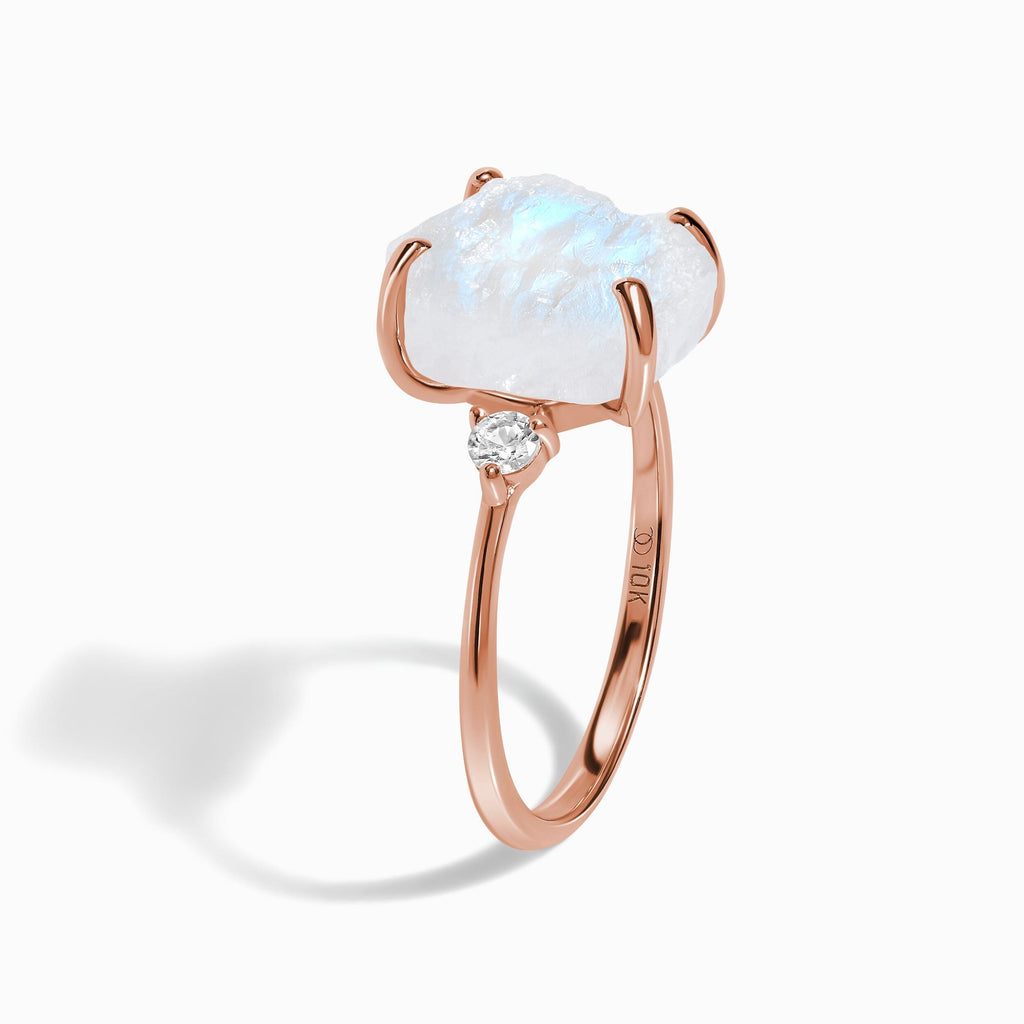 Moonstone Lab Diamond Ring - Raw Allure