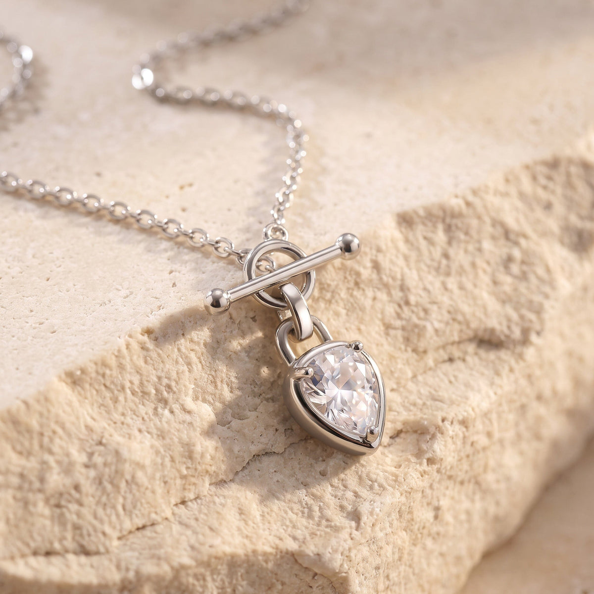 White Topaz Talis T-Lock Necklace - April Birthstone