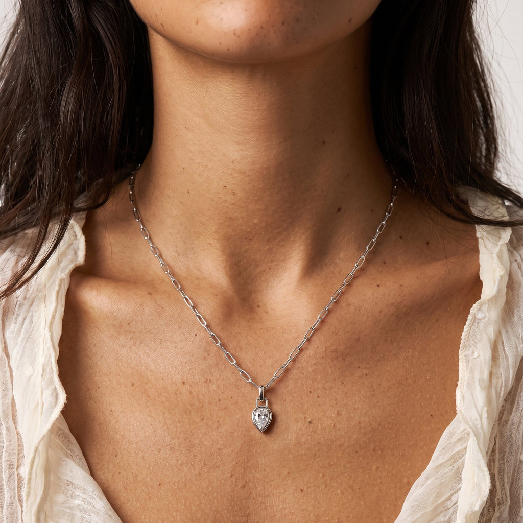 White Topaz Talis Widelink Necklace - April Birthstone