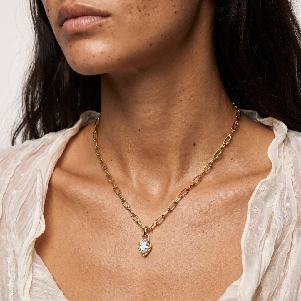 White Topaz Talis Widelink Necklace - April Birthstone