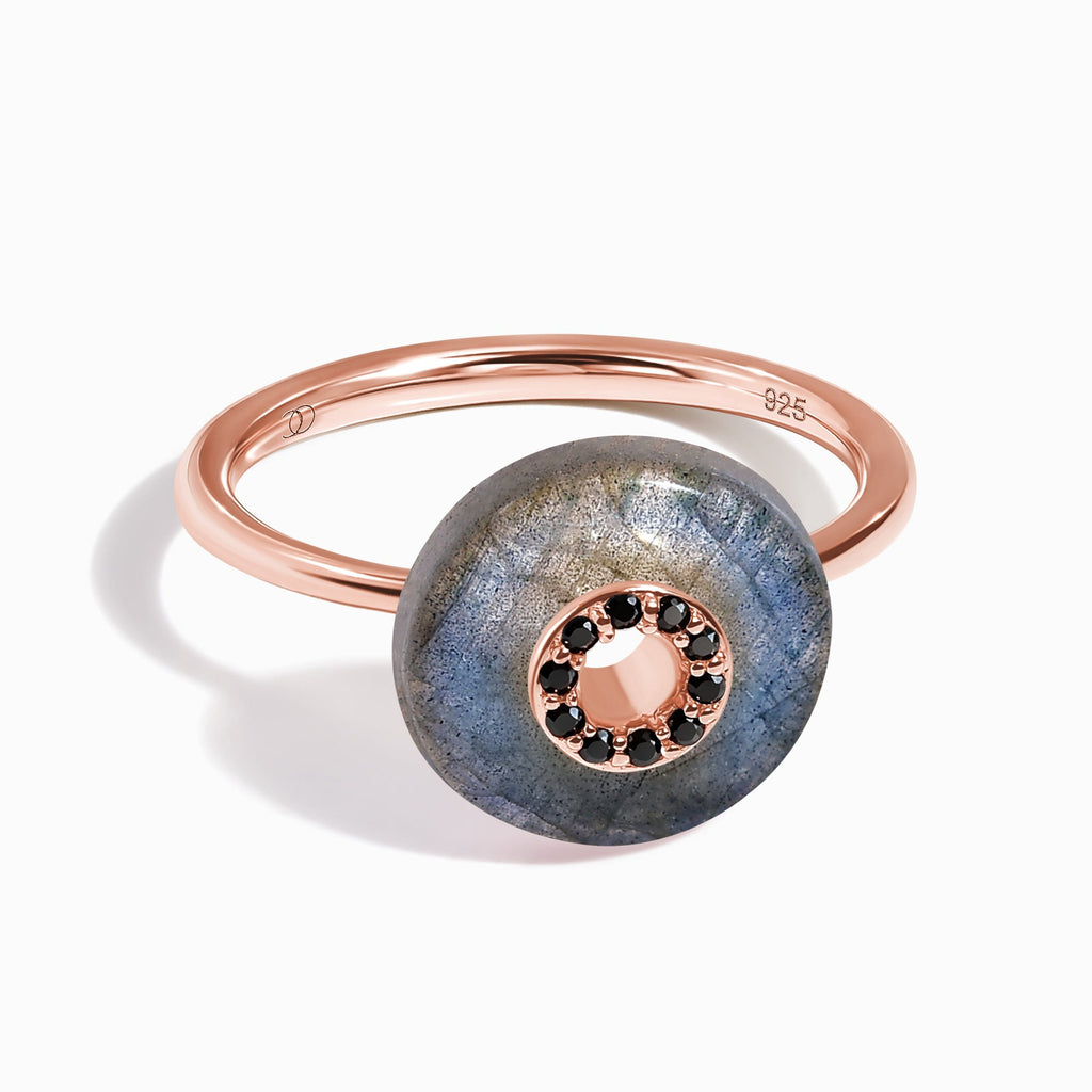 Labradorite Black Spinel Fidget Ring - Liora