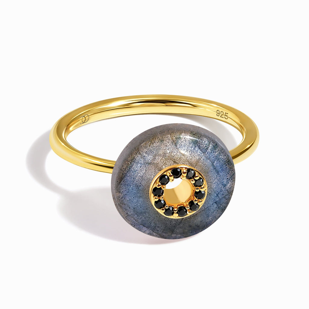 Labradorite Black Spinel Fidget Ring - Liora