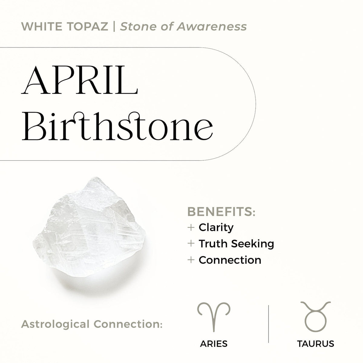 White Topaz Necklace Sway - April Birthstone