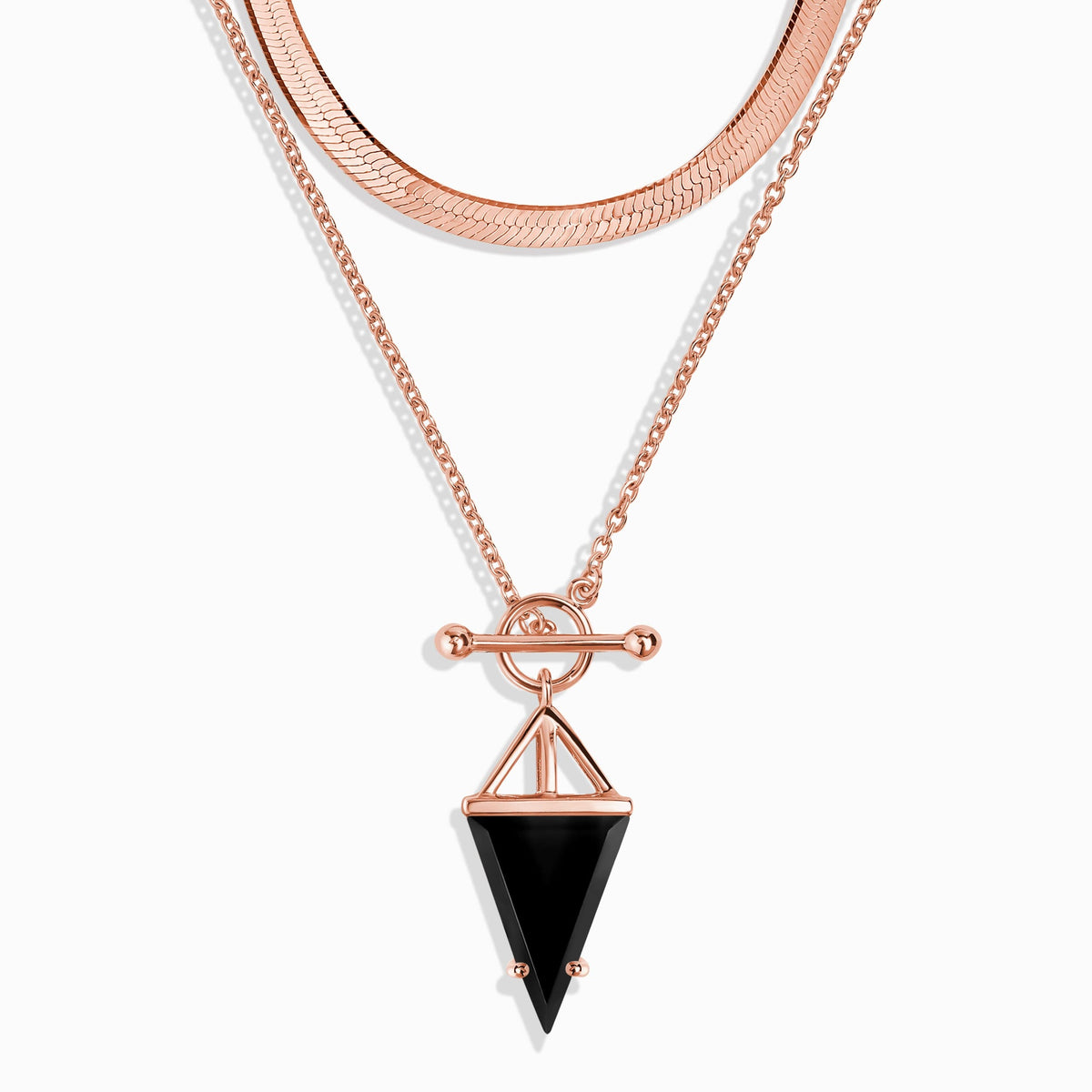 Black Obsidian Heroine & Herringbone Necklaces